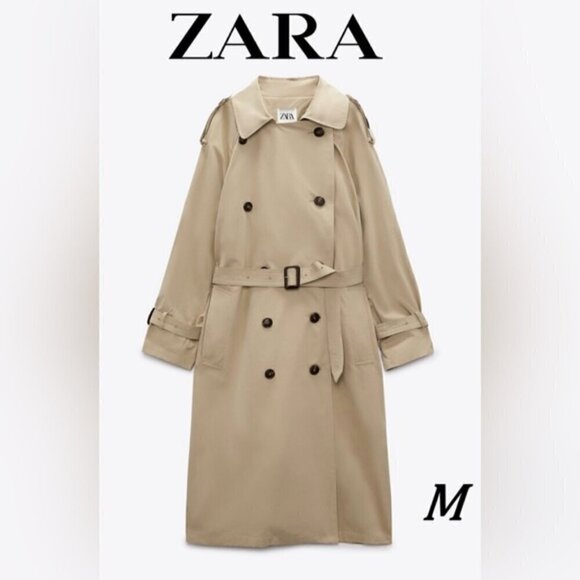 🩷 Zara - Women's Oversized Pocket Trench Coat - Beige. Size: M. NWT (1690) - Picture 16 of 16